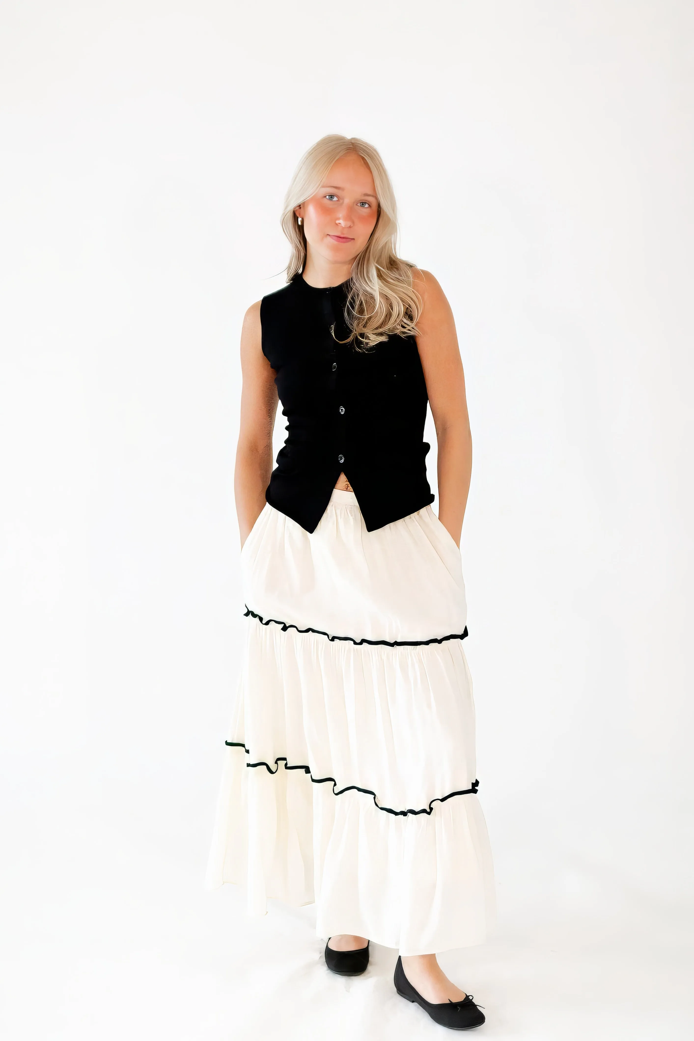 Effy Piped Midi Skirt