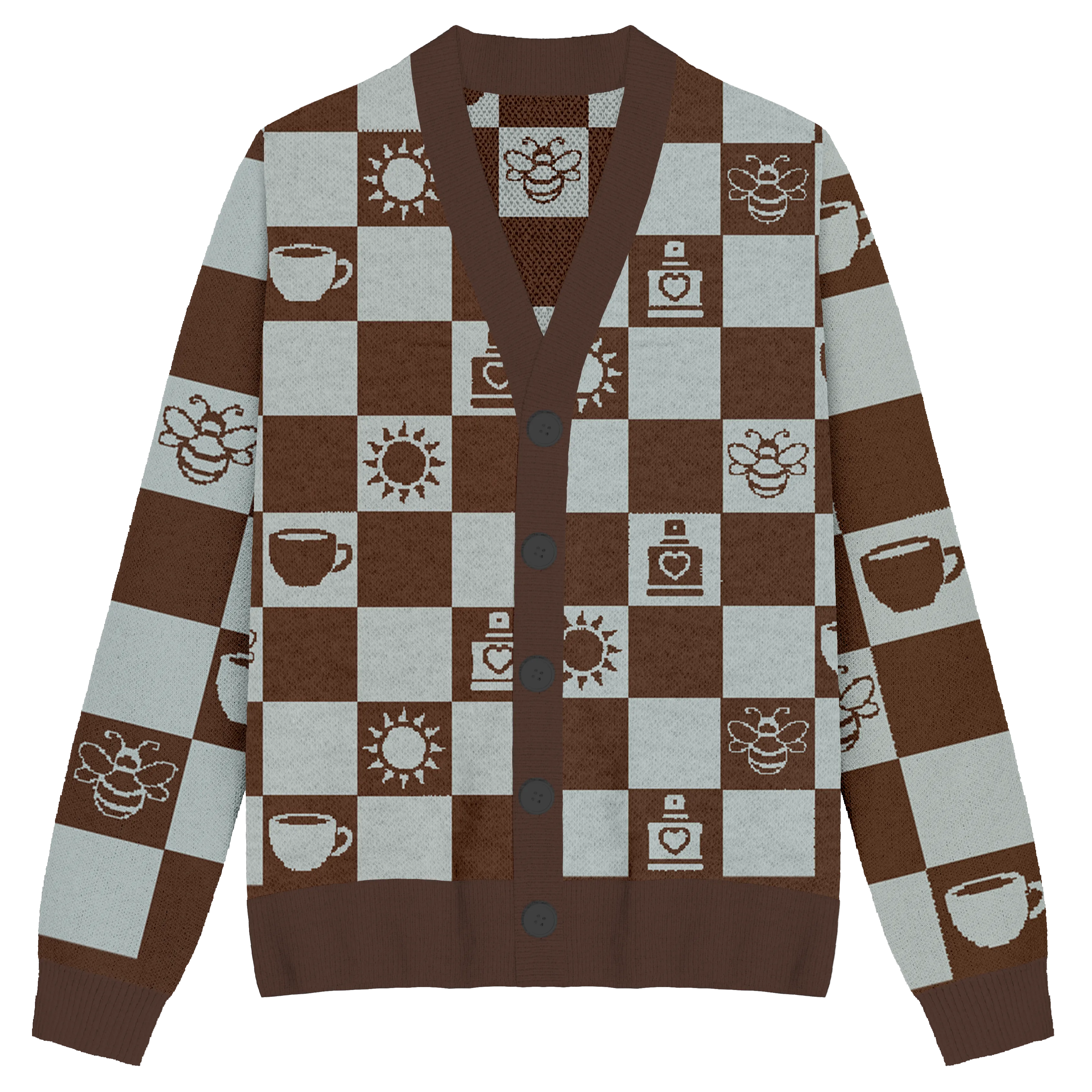 Espresso Checkered Knit Cardigan