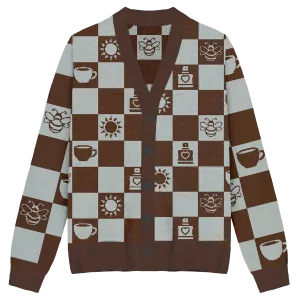 Espresso Checkered Knit Cardigan