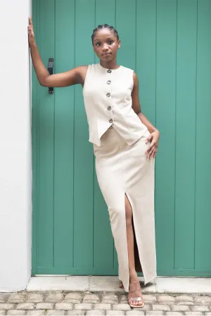 Ester Suede Maxi Skirt - Ivory
