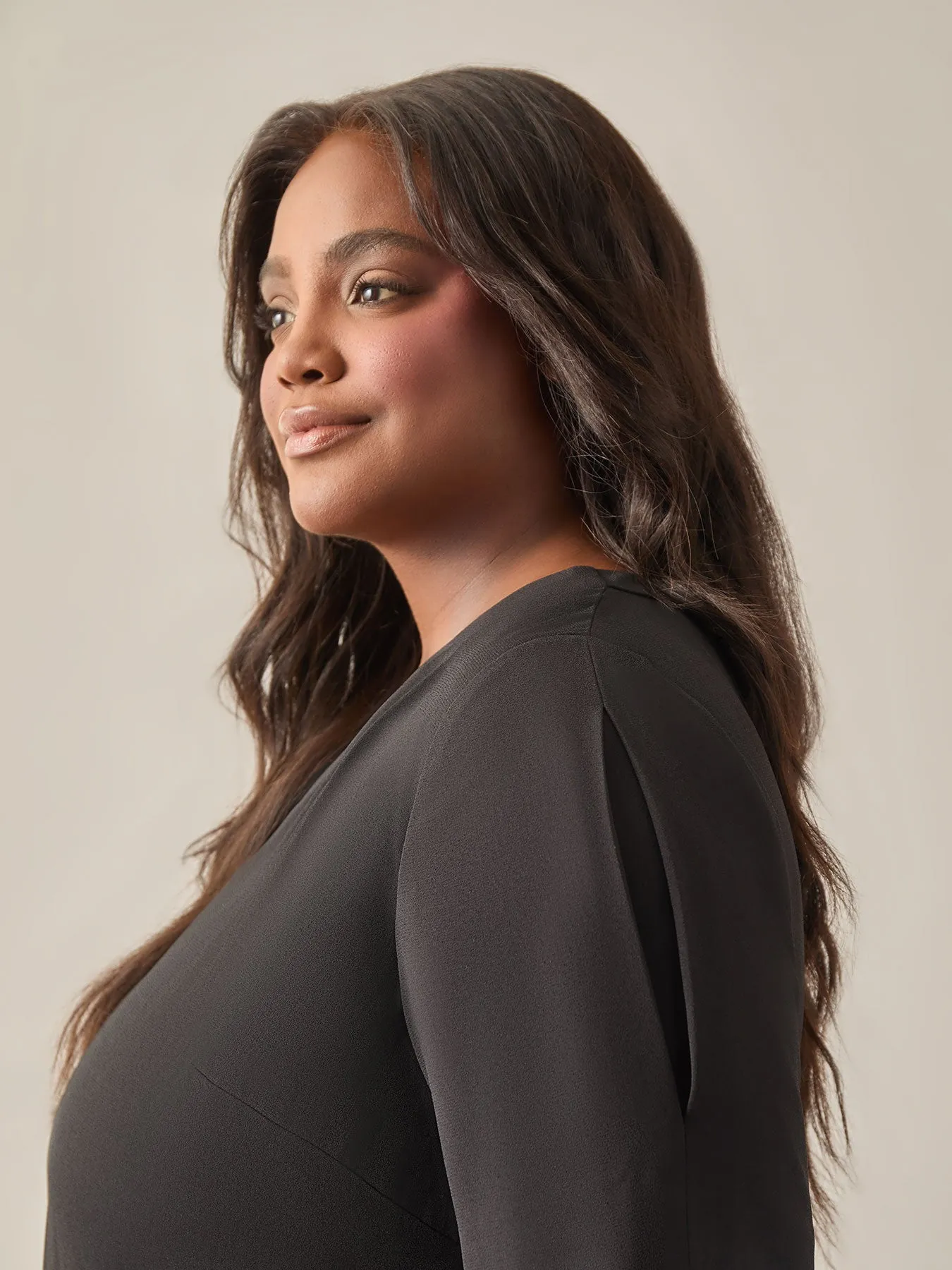 Everyday V-Neck Blouse, Black