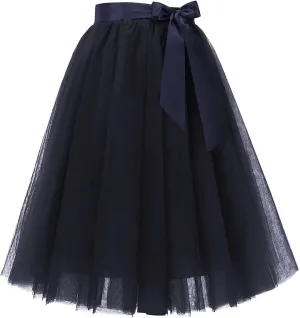 Fashion Versatile Stretchy Black Midi Skirt Skater Women's Flared Skirt Party Night A-line Casual Midi Skirt for