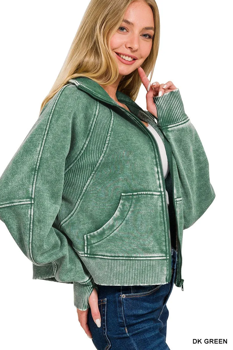 Fleece Fit Zip-Up in Dark Green