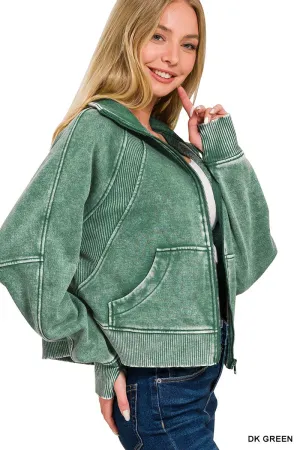 Fleece Fit Zip-Up in Dark Green