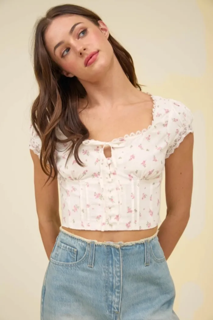Floral Corset Crop Top