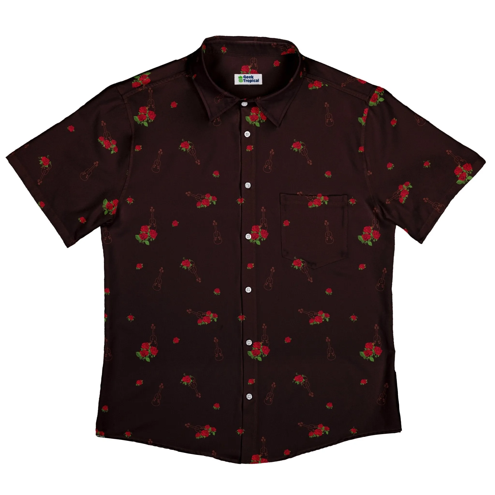Floral Violin Melody Button Up Shirt