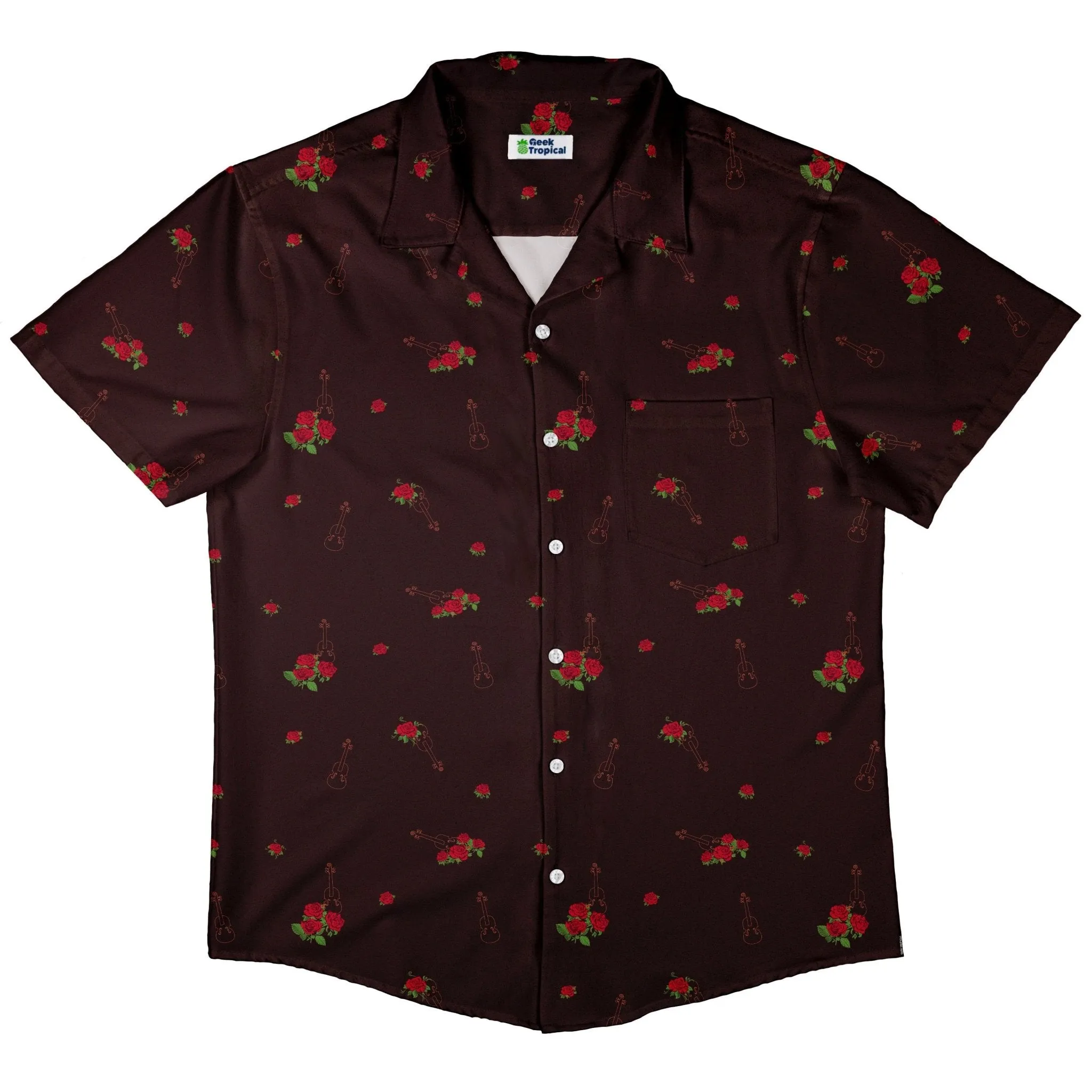 Floral Violin Melody Button Up Shirt