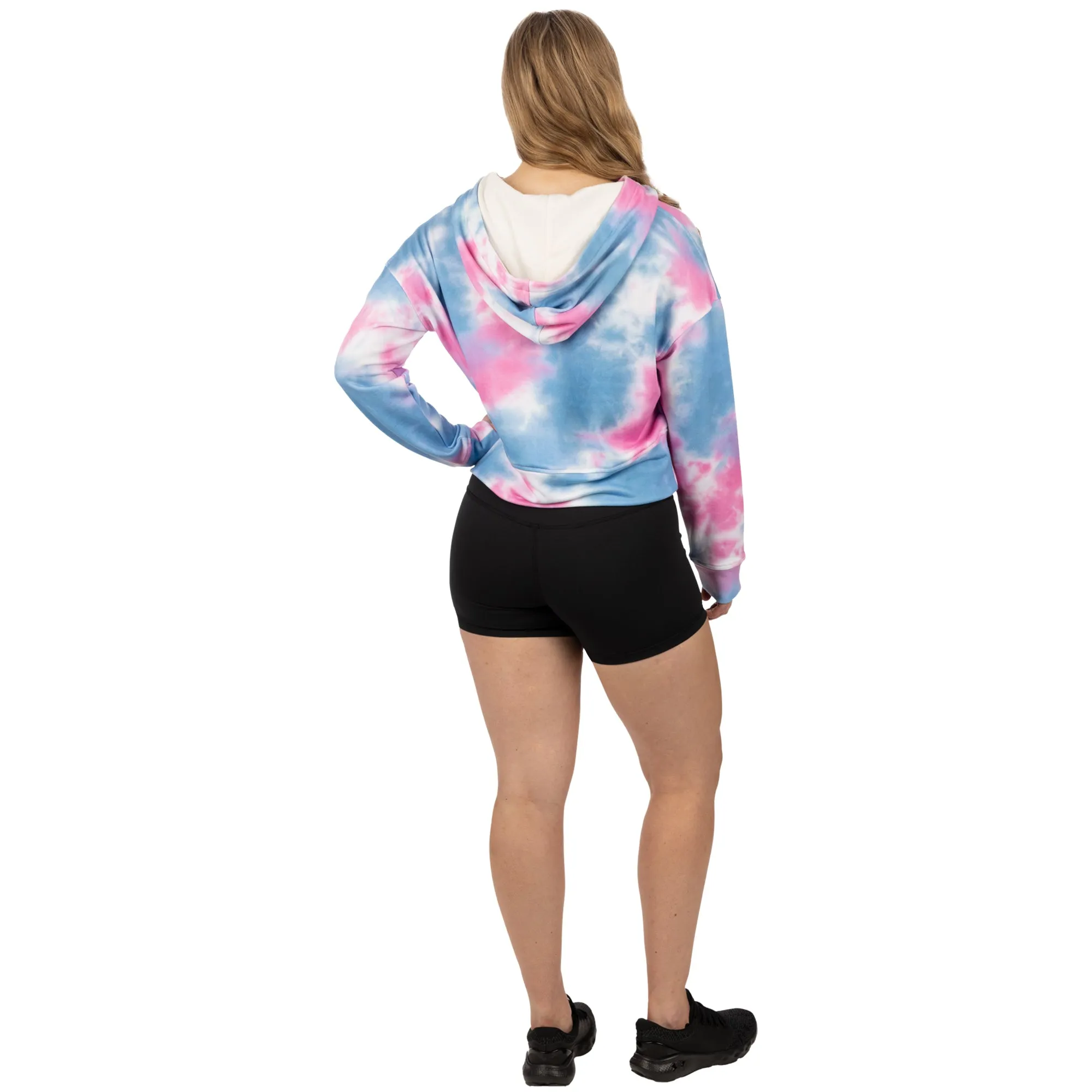 FXR 232253-9441-16 Womens Balance Cropped Pullover Hoodie Pink-Blue Dye - X-Large
