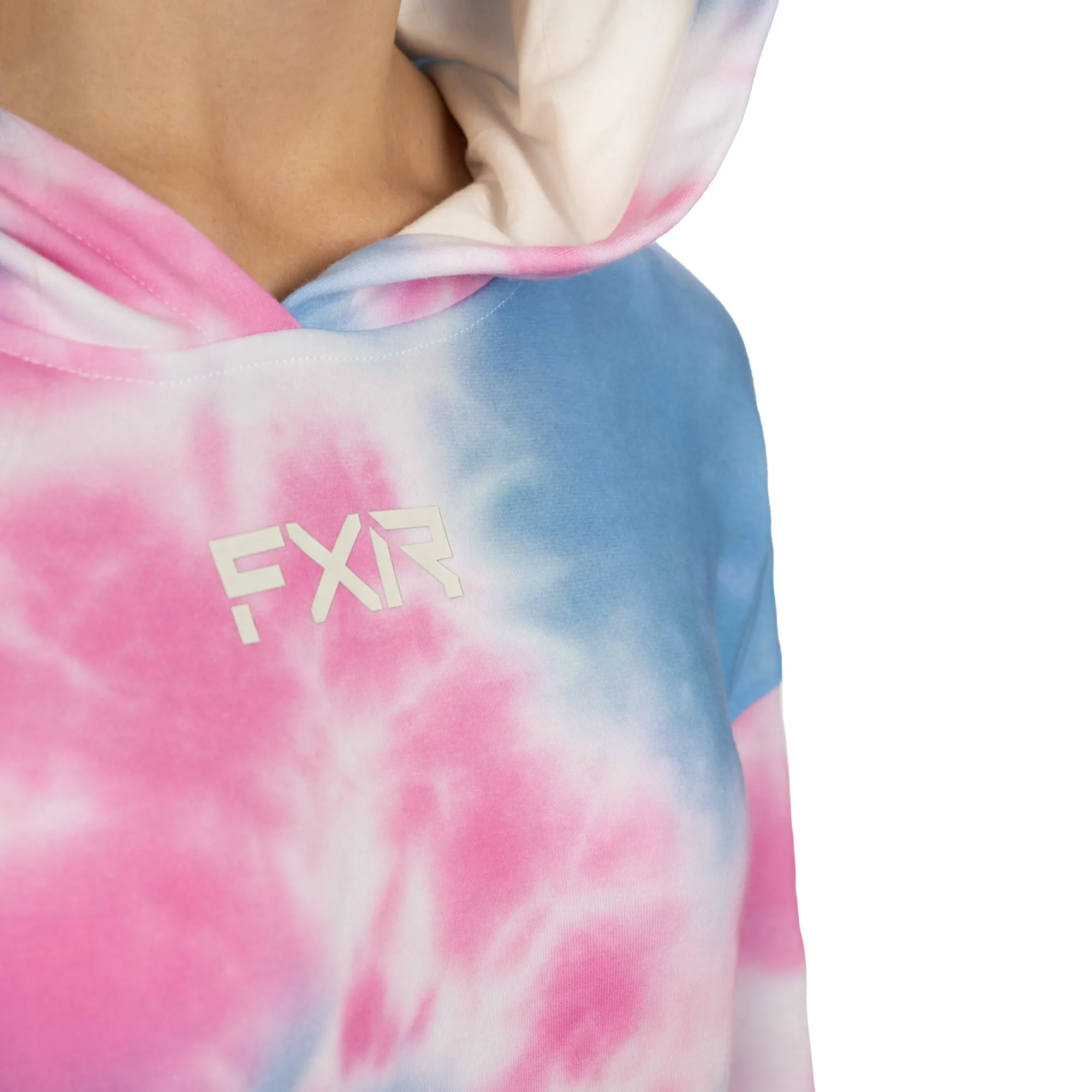 FXR 232253-9441-16 Womens Balance Cropped Pullover Hoodie Pink-Blue Dye - X-Large