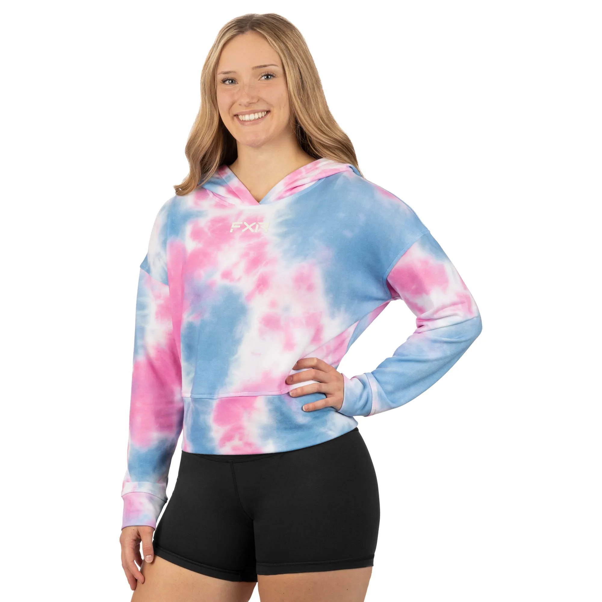FXR 232253-9441-19 Womens Balance Cropped Pullover Hoodie Pink-Blue Dye - XX-Large