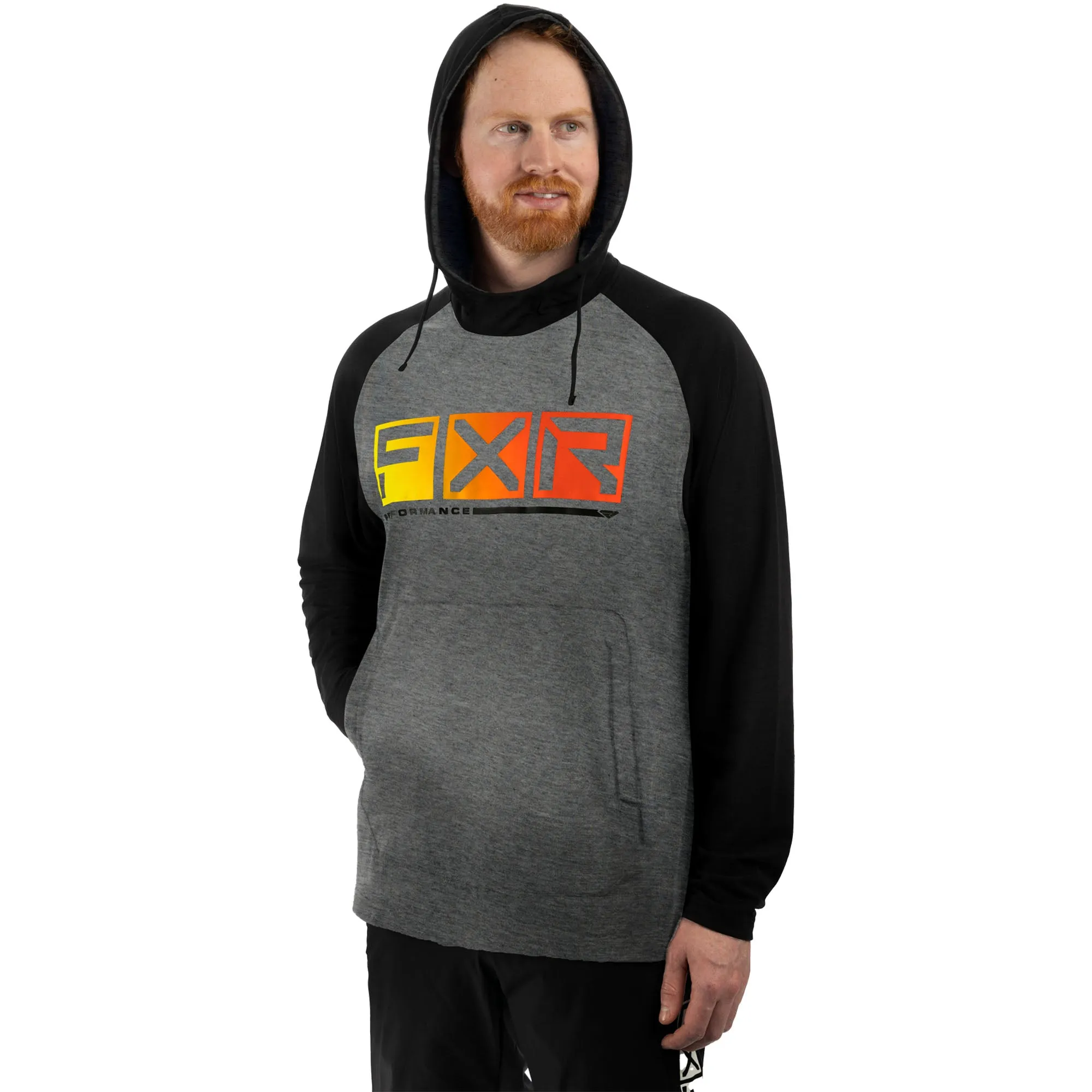 FXR  Mens Grey Heather Black Trainer Lite Tech Pullover Hoodie Hoody Quick-Dry