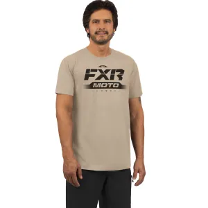 FXR  Mens Moto Premium T-Shirt Stone Black Cotton Blend Screen Print