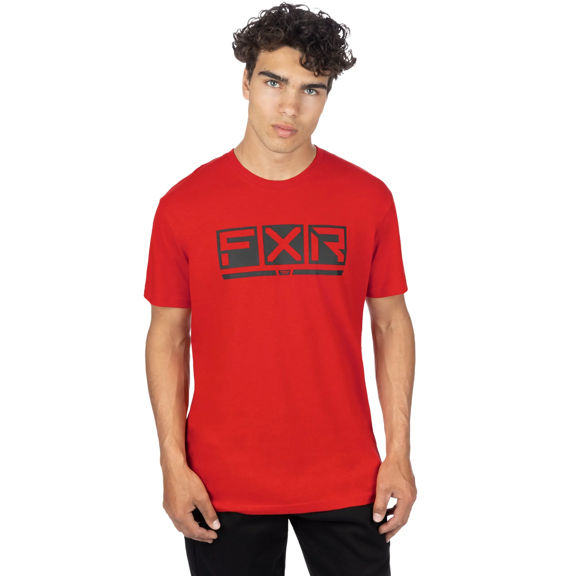 FXR  Mens Podium Premium T-Shirt Tee Short Sleeve Cotton Casual Red Heather Black