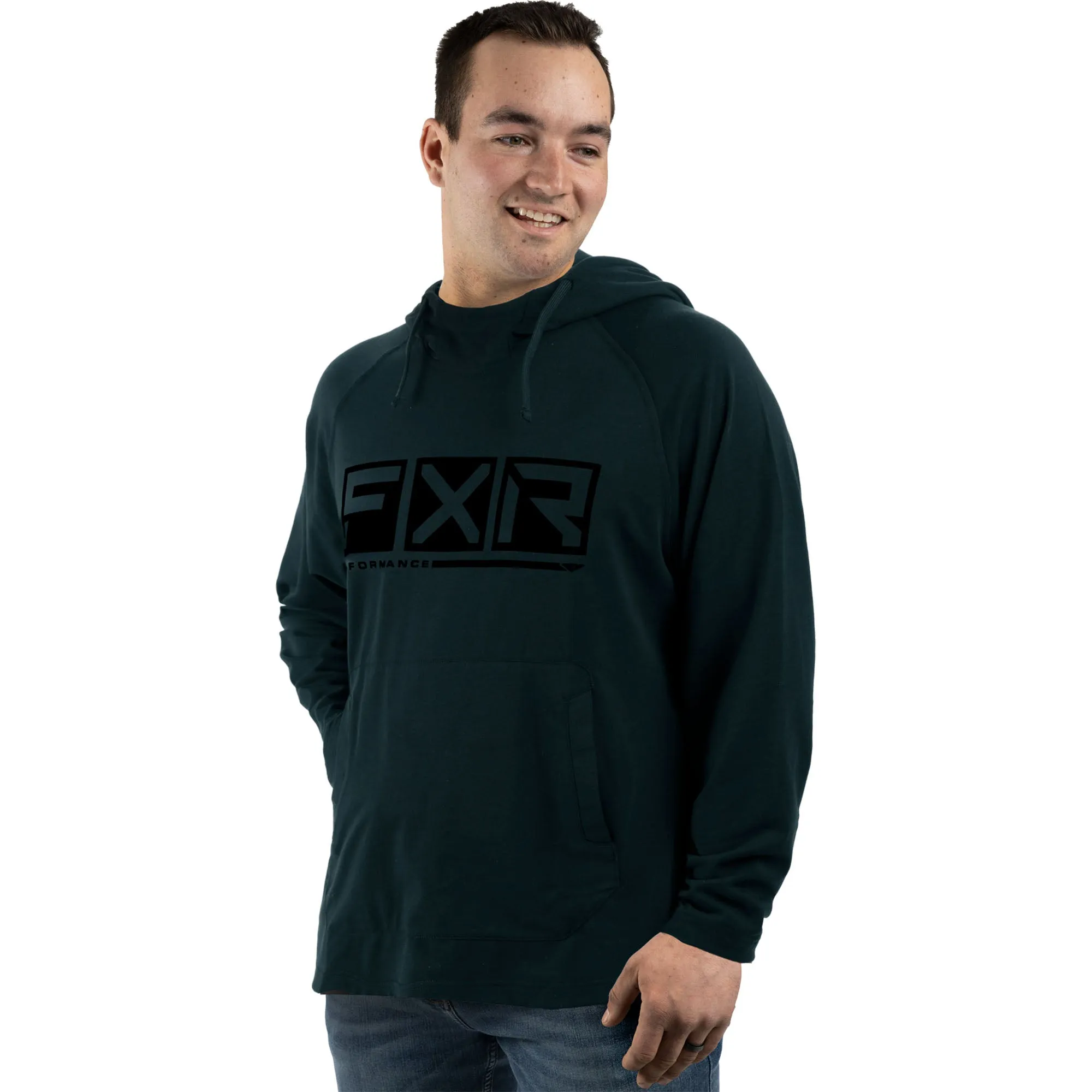 FXR  Mens Steel Heather Black Trainer Lite Tech Pullover Hoodie Hoody Quick-Dry