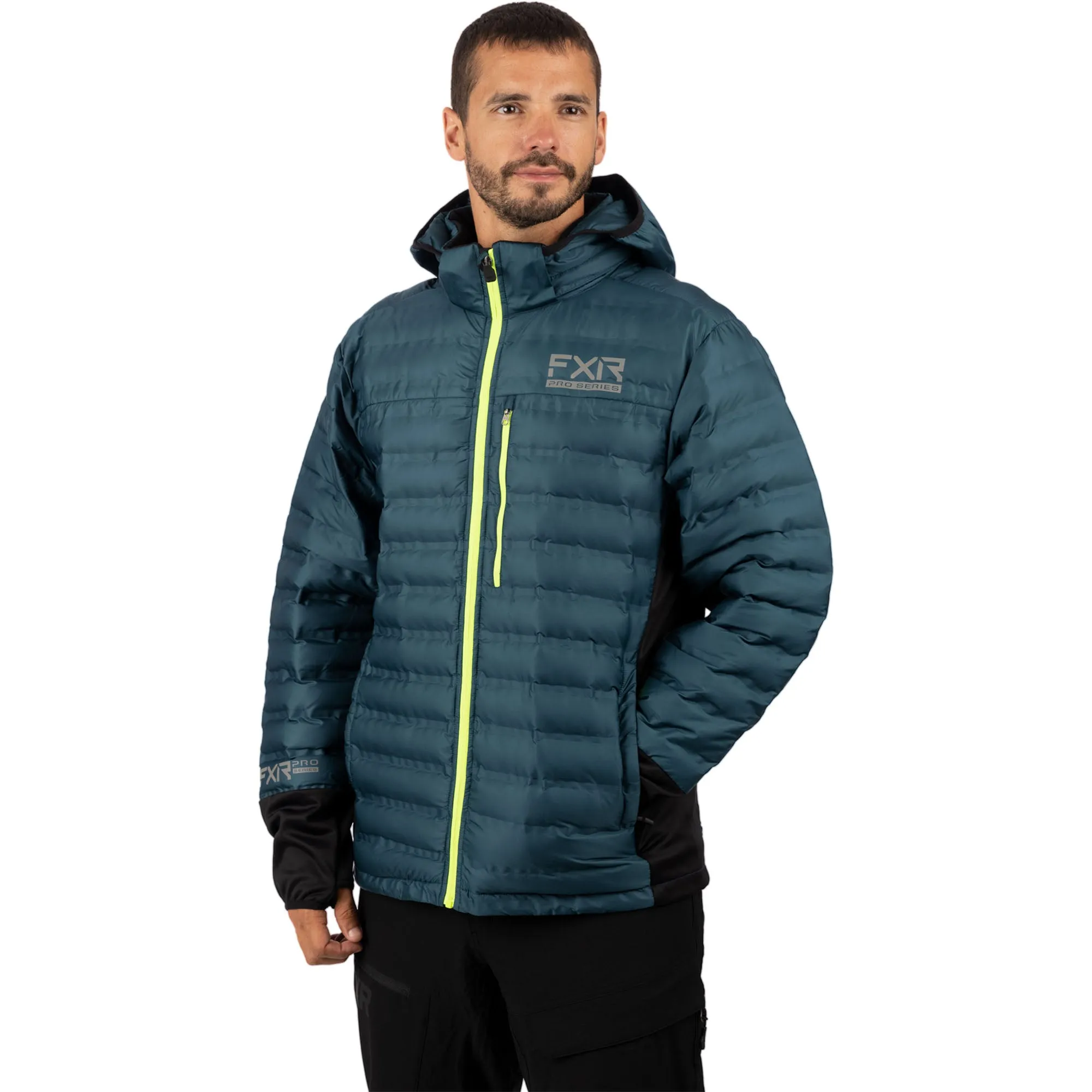 FXR  Slate Hi Vis Podium Hybrid Quilted Hood Hoody Hoodie Sweatshirt Polyester
