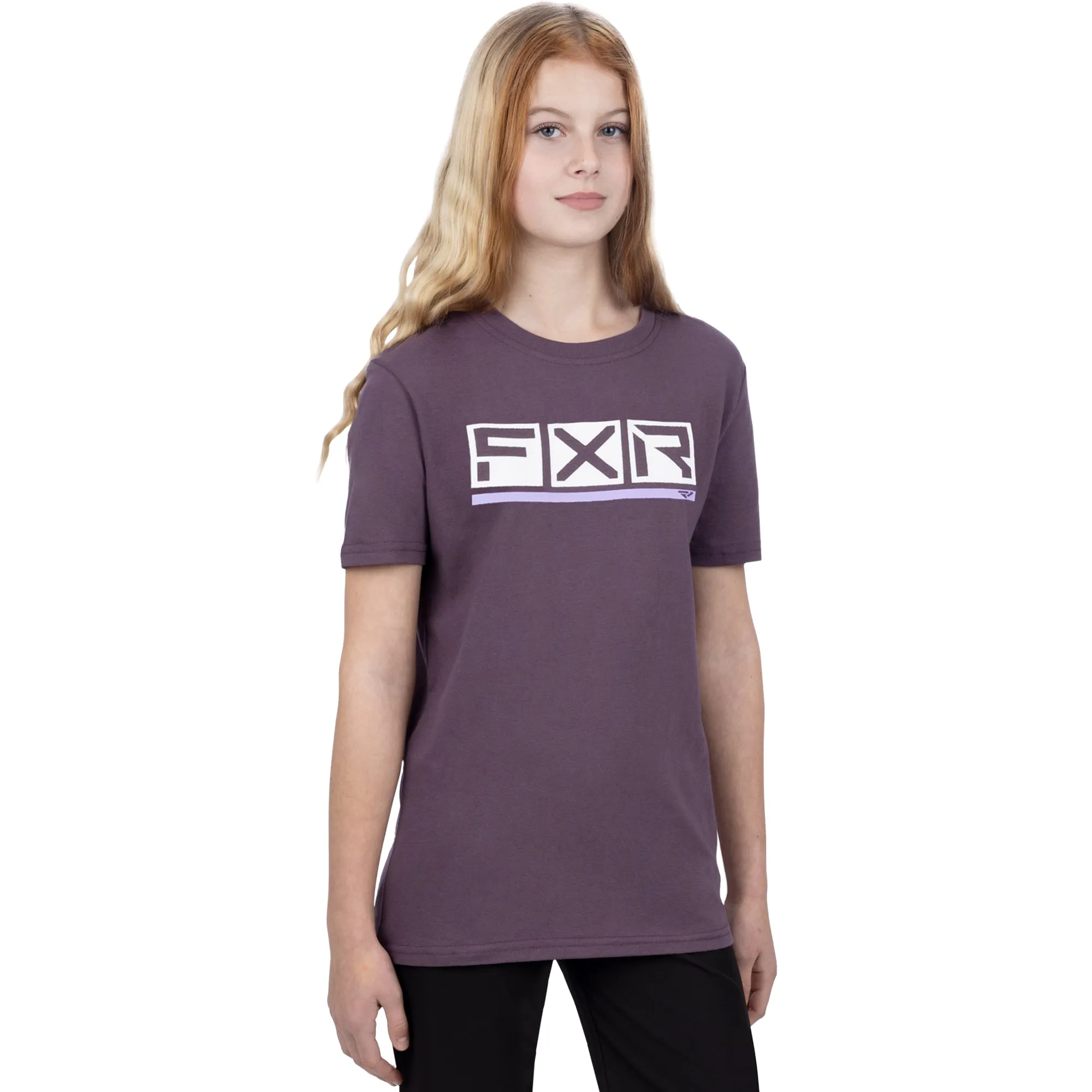 FXR  Youth Podium Premium T-Shirt Muted Grape Lavender Cotton Screen Print