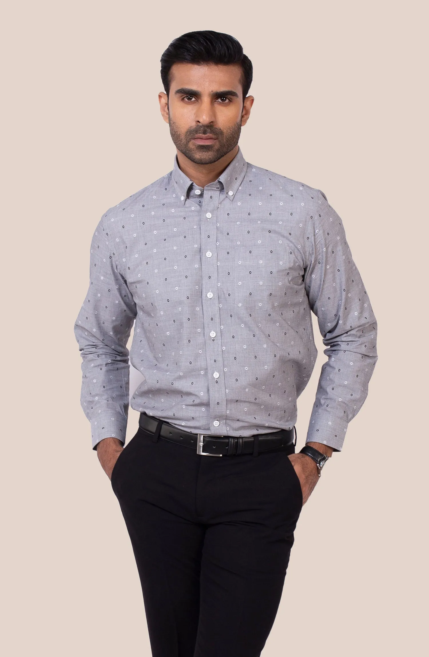 Grey Ovals Dobby Shirt