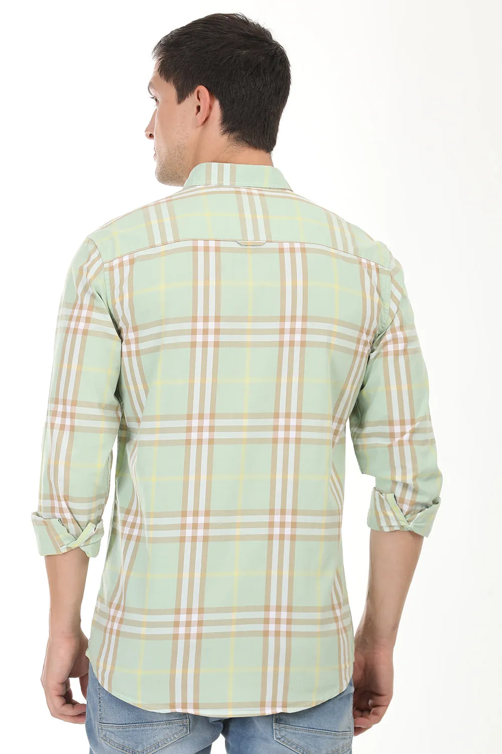 Gridline Checkered Shirt - Light Green