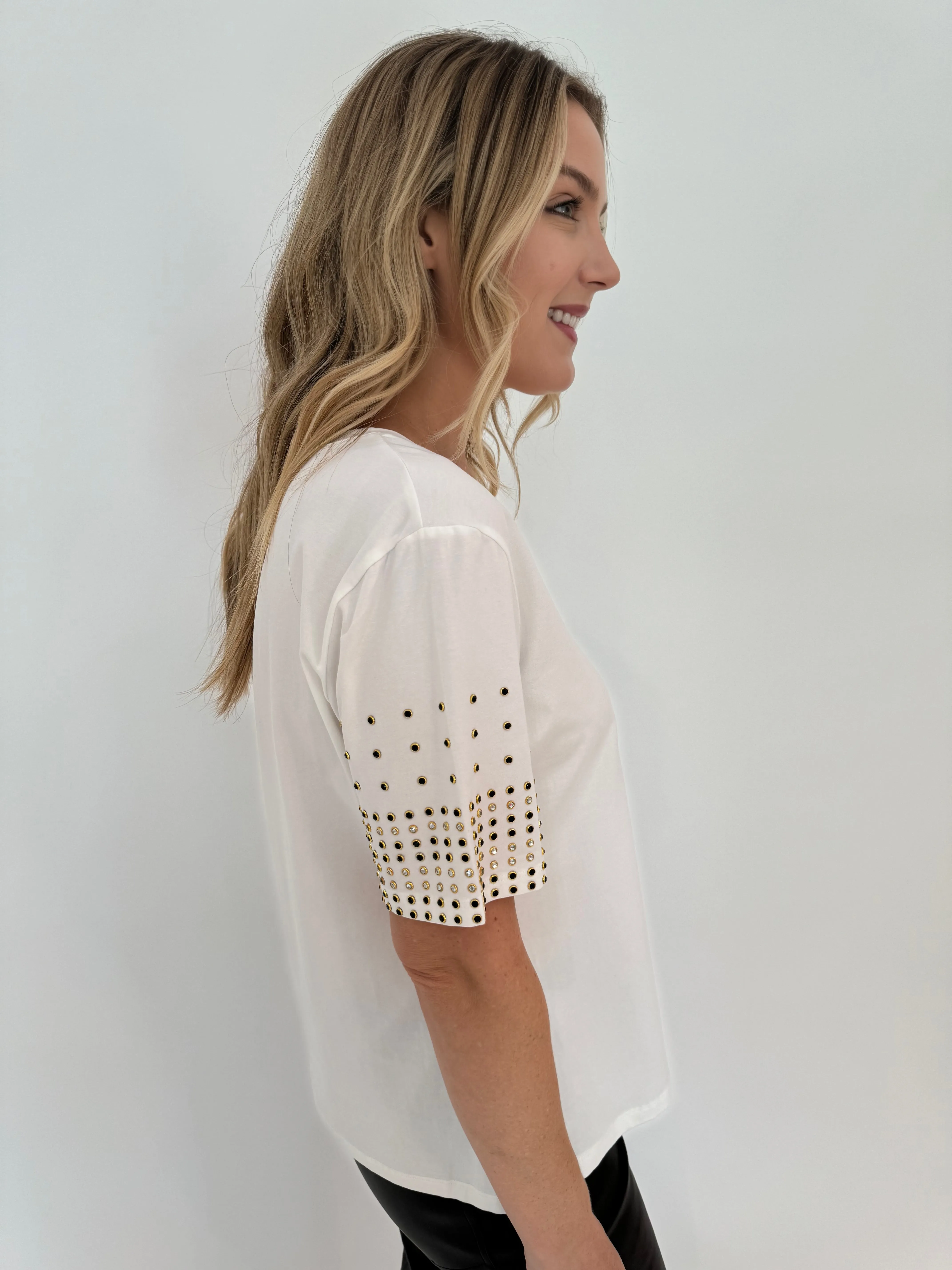 Grommet Sleeve Tee - Off White