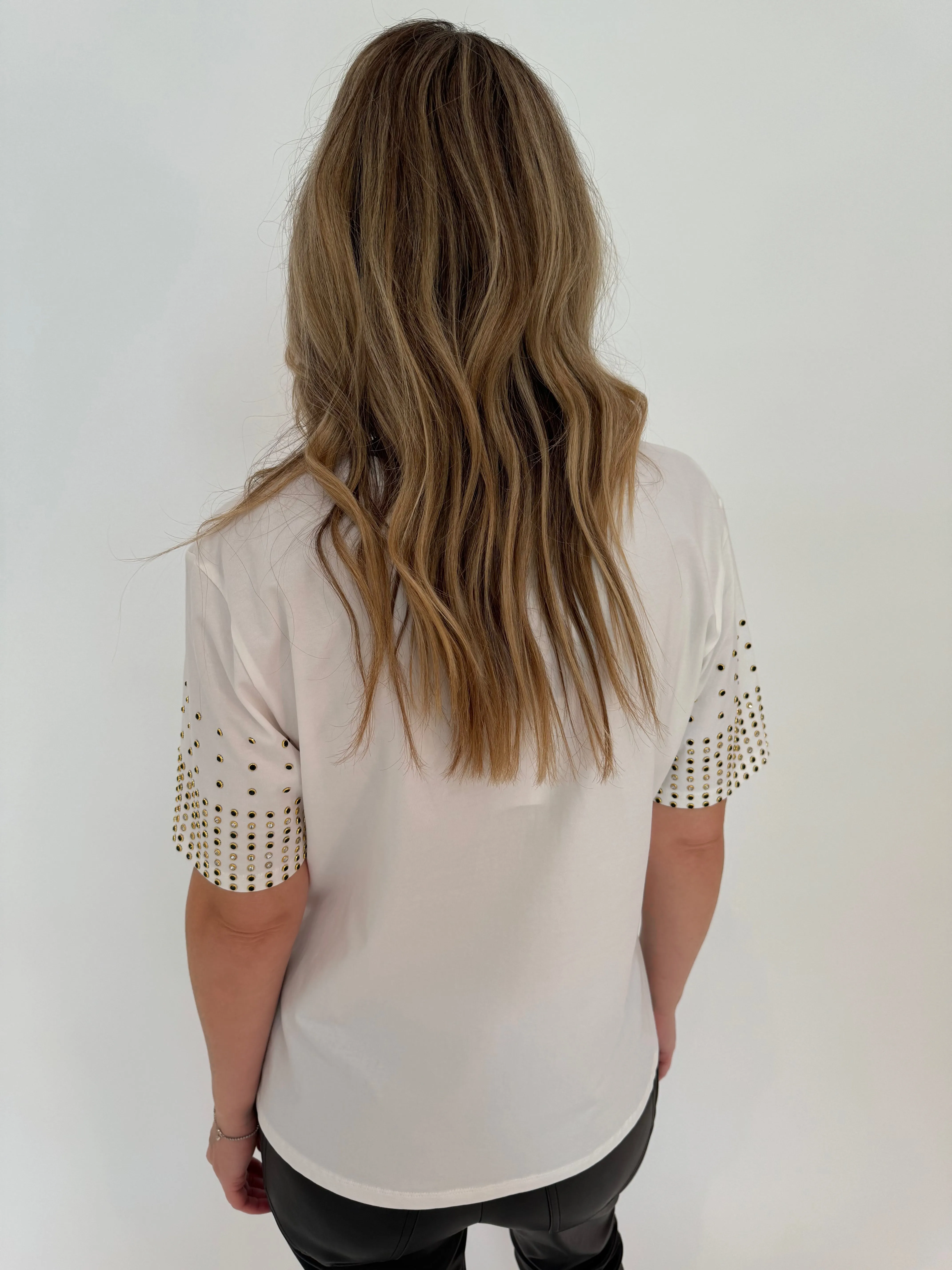 Grommet Sleeve Tee - Off White