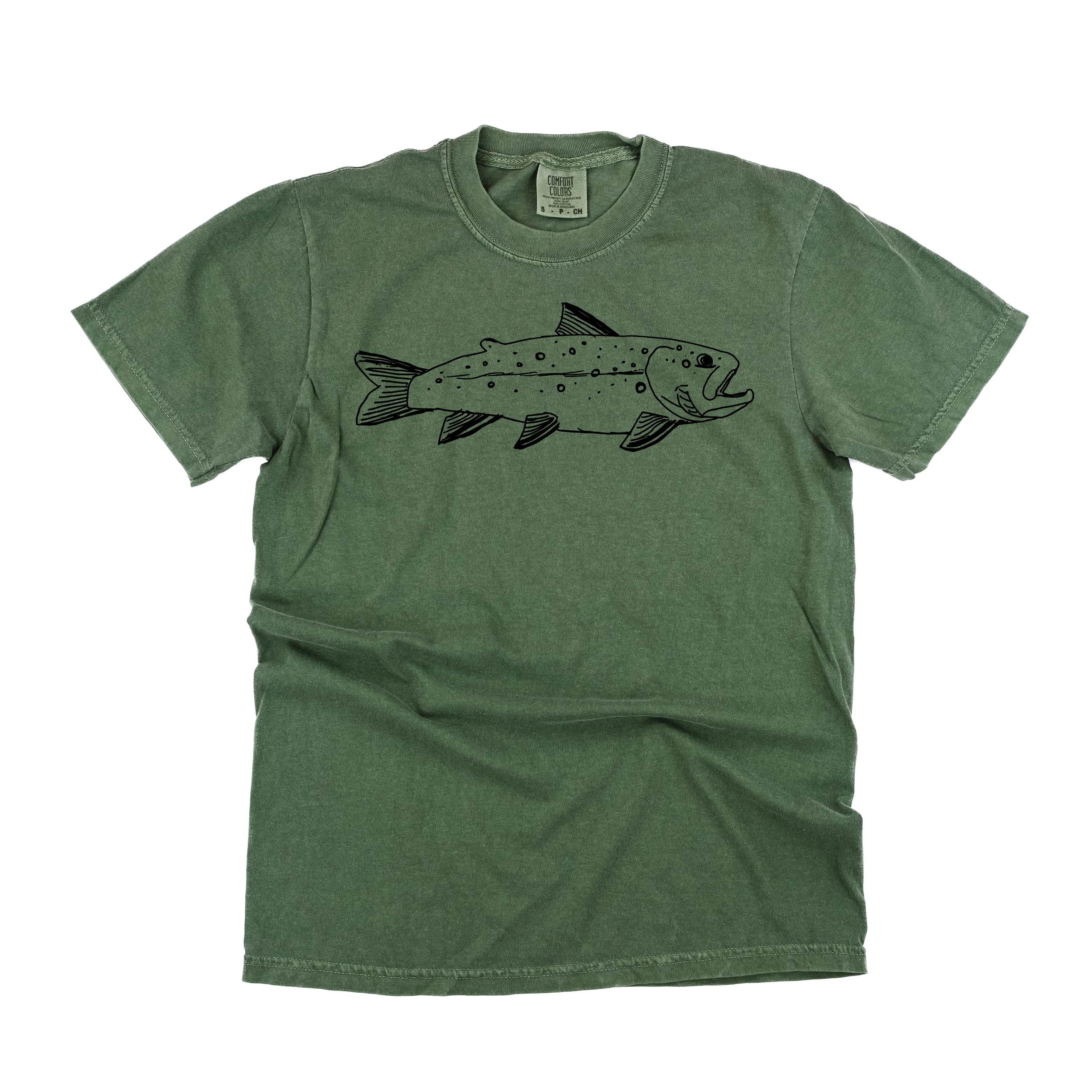 Hand Drawn Brook Trout - SHORT SLEEVE COMFORT COLORS TEE
