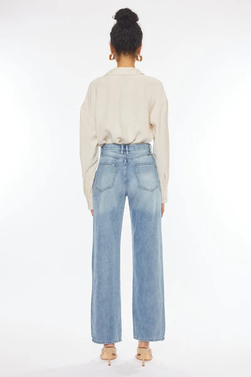High Rise 90's Criss Cross Straight Jeans