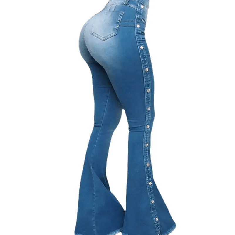High Waist Stretch Mopping Flared Jeans