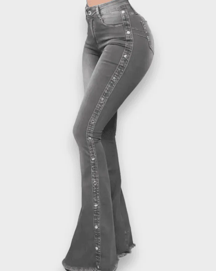 High Waist Stretch Mopping Flared Jeans