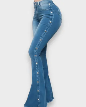 High Waist Stretch Mopping Flared Jeans