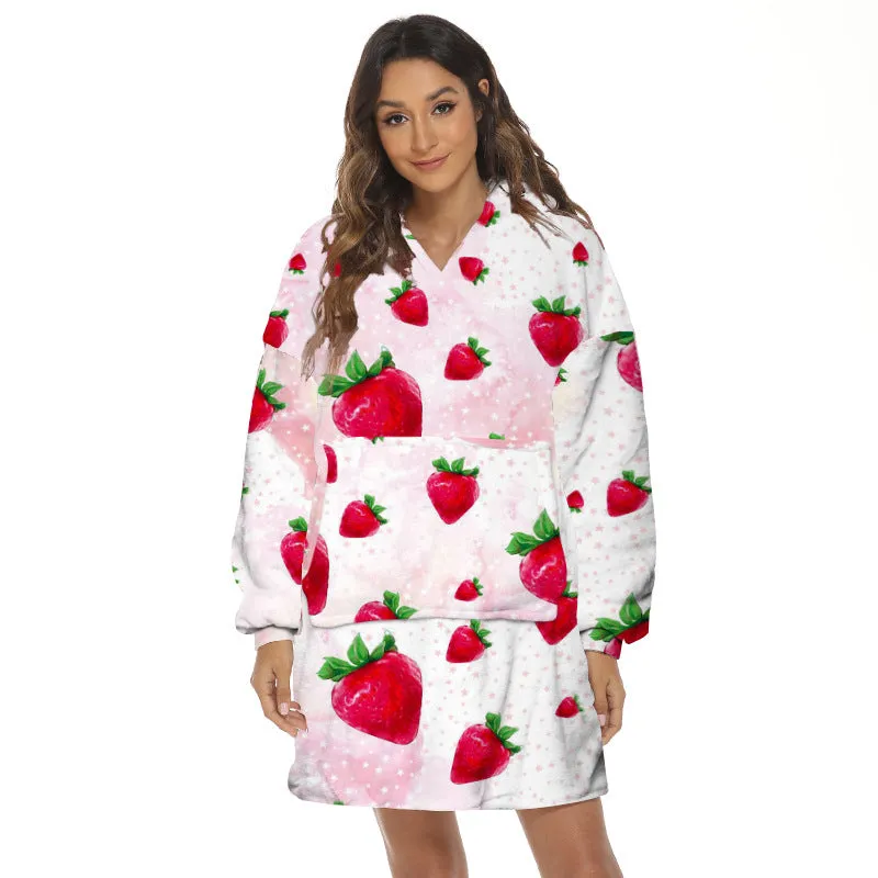 Hoodies Blankets Cartoon Pattern Printing Lazy Blanket Casual
