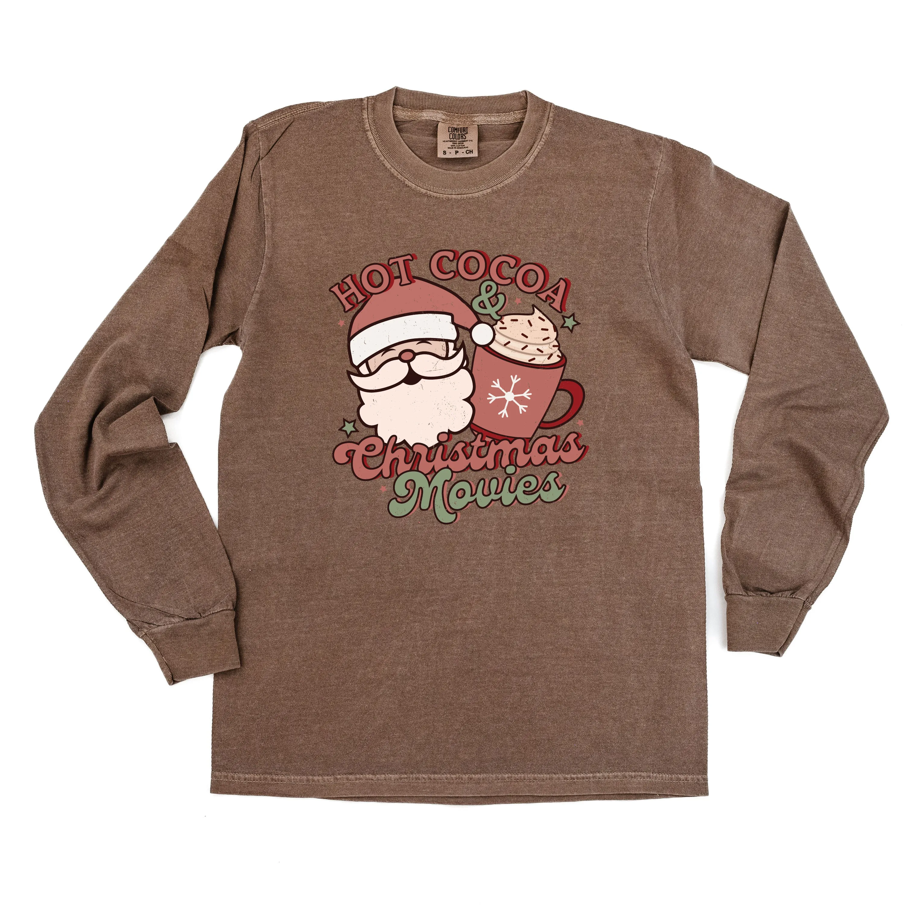 Hot Cocoa & Christmas Movies - LONG SLEEVE Comfort Colors Tee