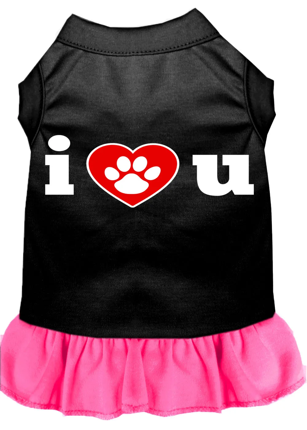 I Heart You Screen Print Dress Black With Bright Pink Lg
