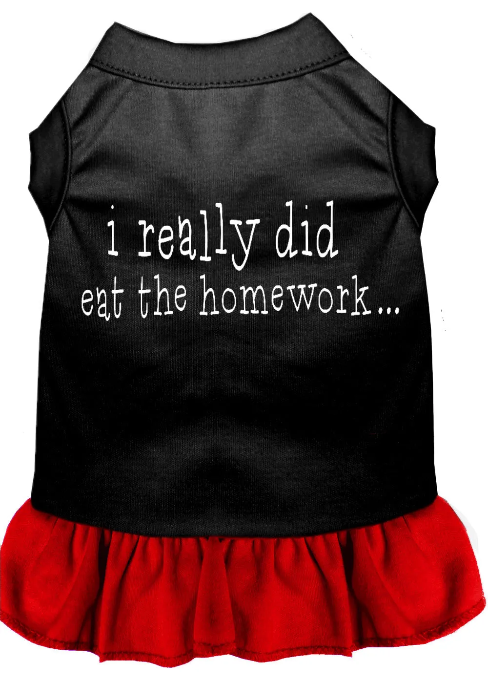 I Really Did Eat The Homework Screen Print Dress Black With Red Med
