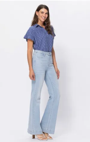 Judy Blue Willa High Rise Braided Waist Light Wash Wide Leg Jeans- One Left - Size 20