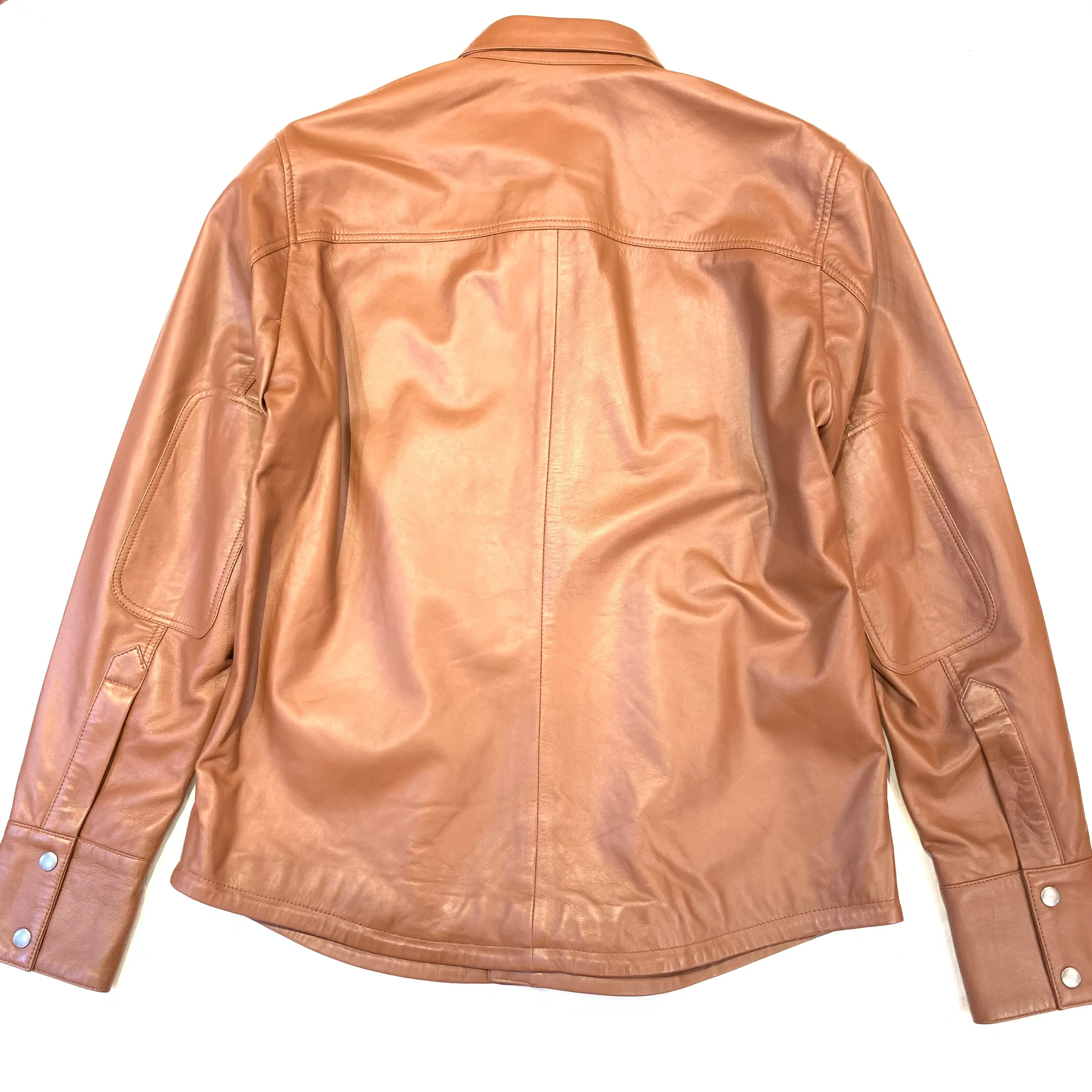 Kashani Men's Cognac Lambskin Button-Up Shirt