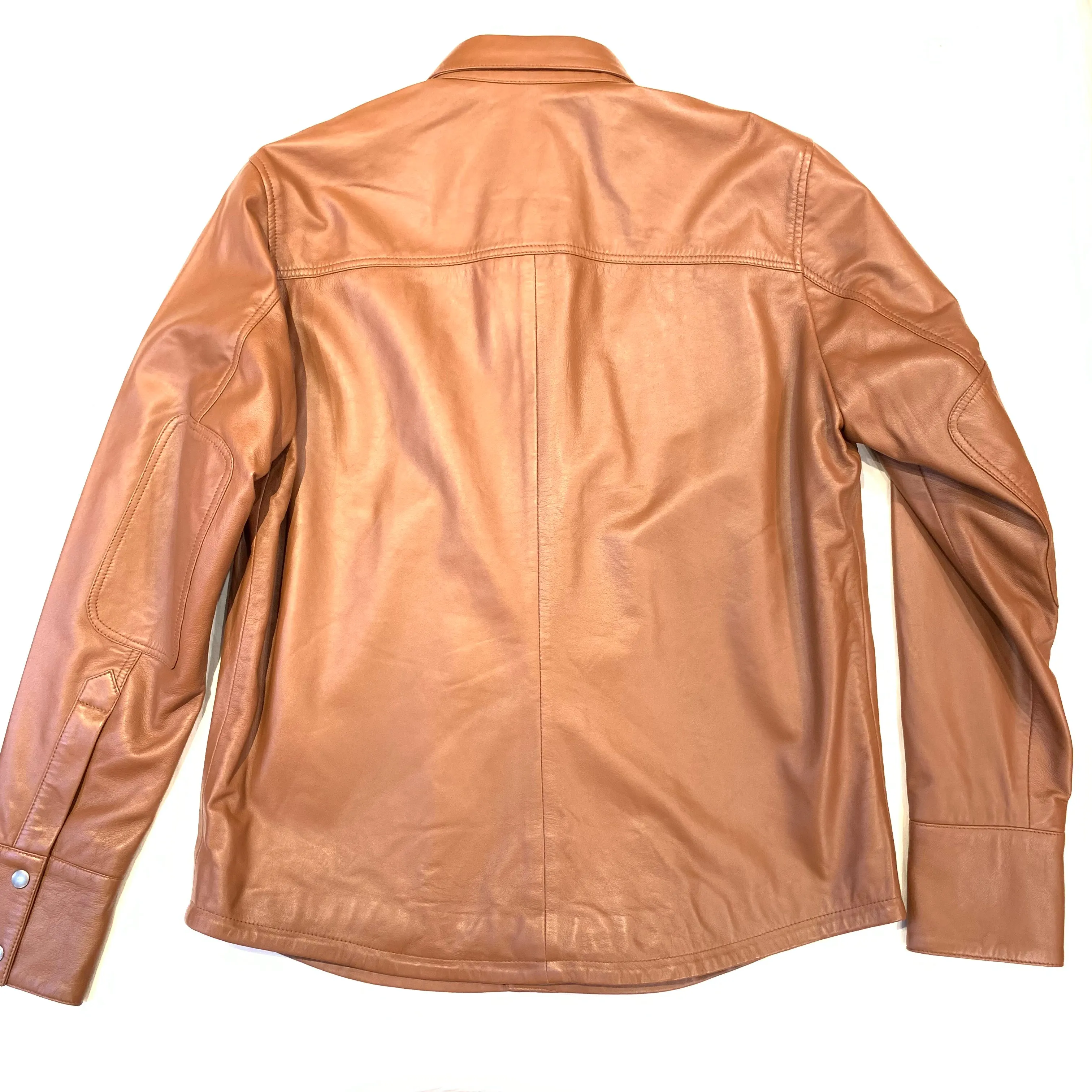 Kashani Men's Cognac Lambskin Button-Up Shirt