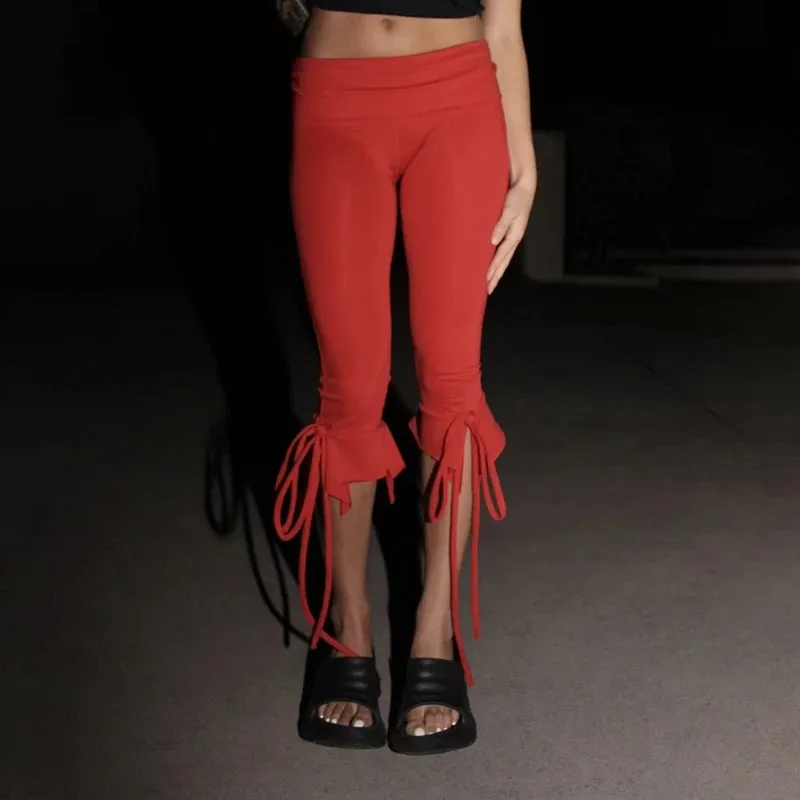 Knee Length Capri Low Waist Drawstring Pants