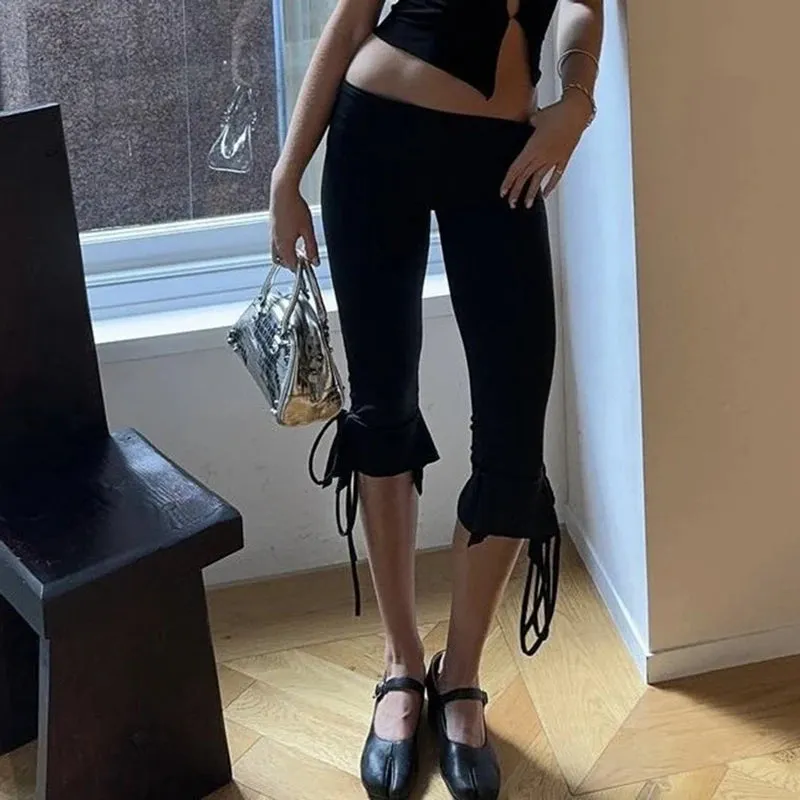 Knee Length Capri Low Waist Drawstring Pants