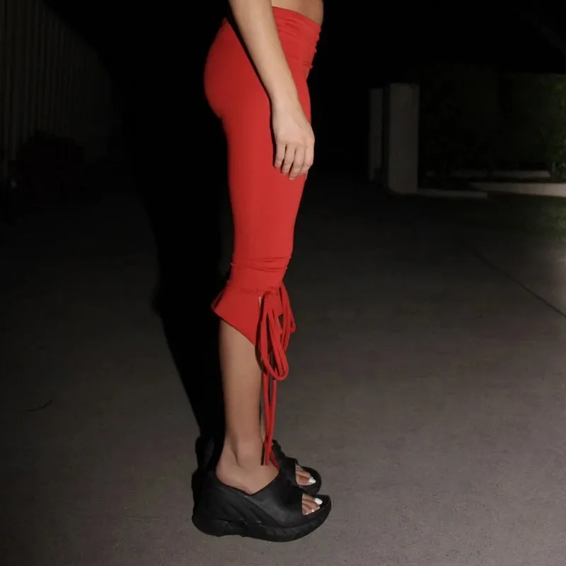 Knee Length Capri Low Waist Drawstring Pants