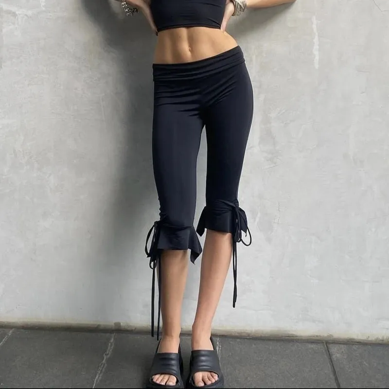 Knee Length Capri Low Waist Drawstring Pants