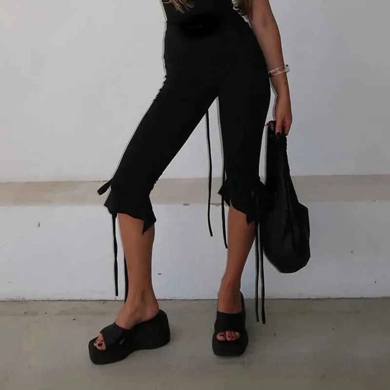 Knee Length Capri Low Waist Drawstring Pants