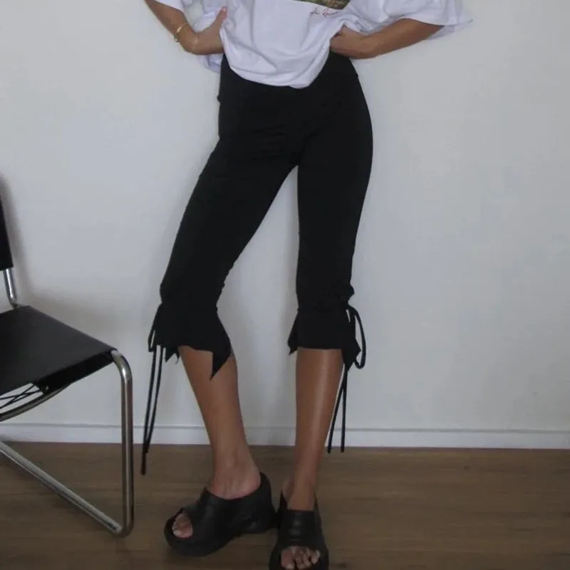 Knee Length Capri Low Waist Drawstring Pants