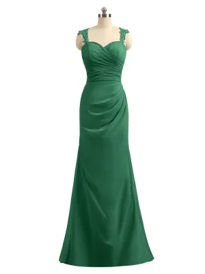 Lace Appliqued Strap Sheath Open Back Dress Dark Green Plus Size