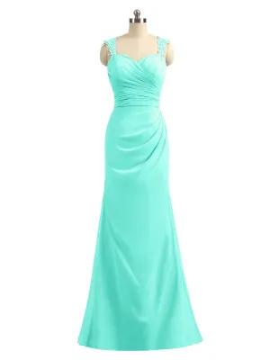 Lace Appliqued Strap Sheath Open Back Dress Spa