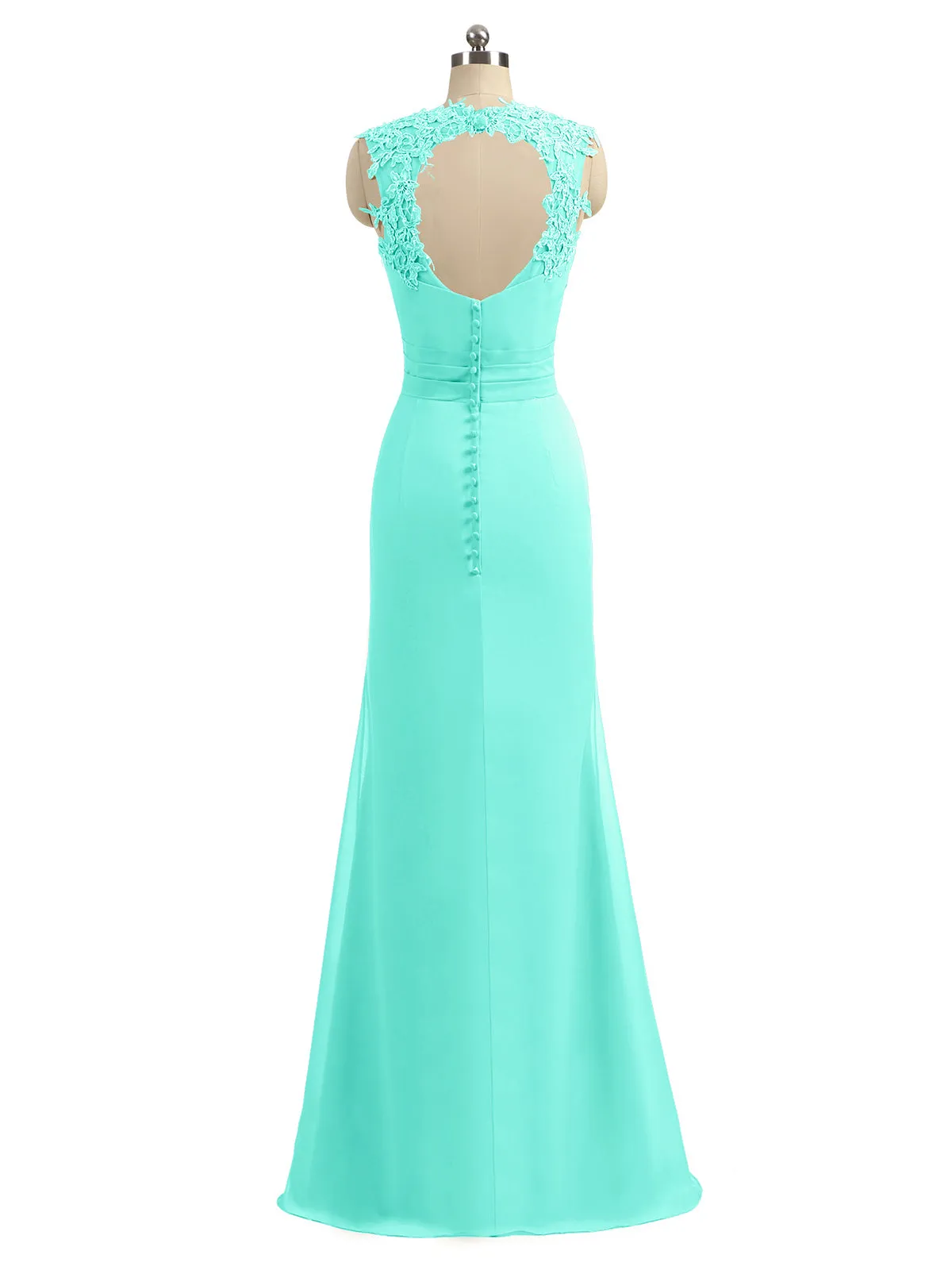 Lace Appliqued Strap Sheath Open Back Dress Spa