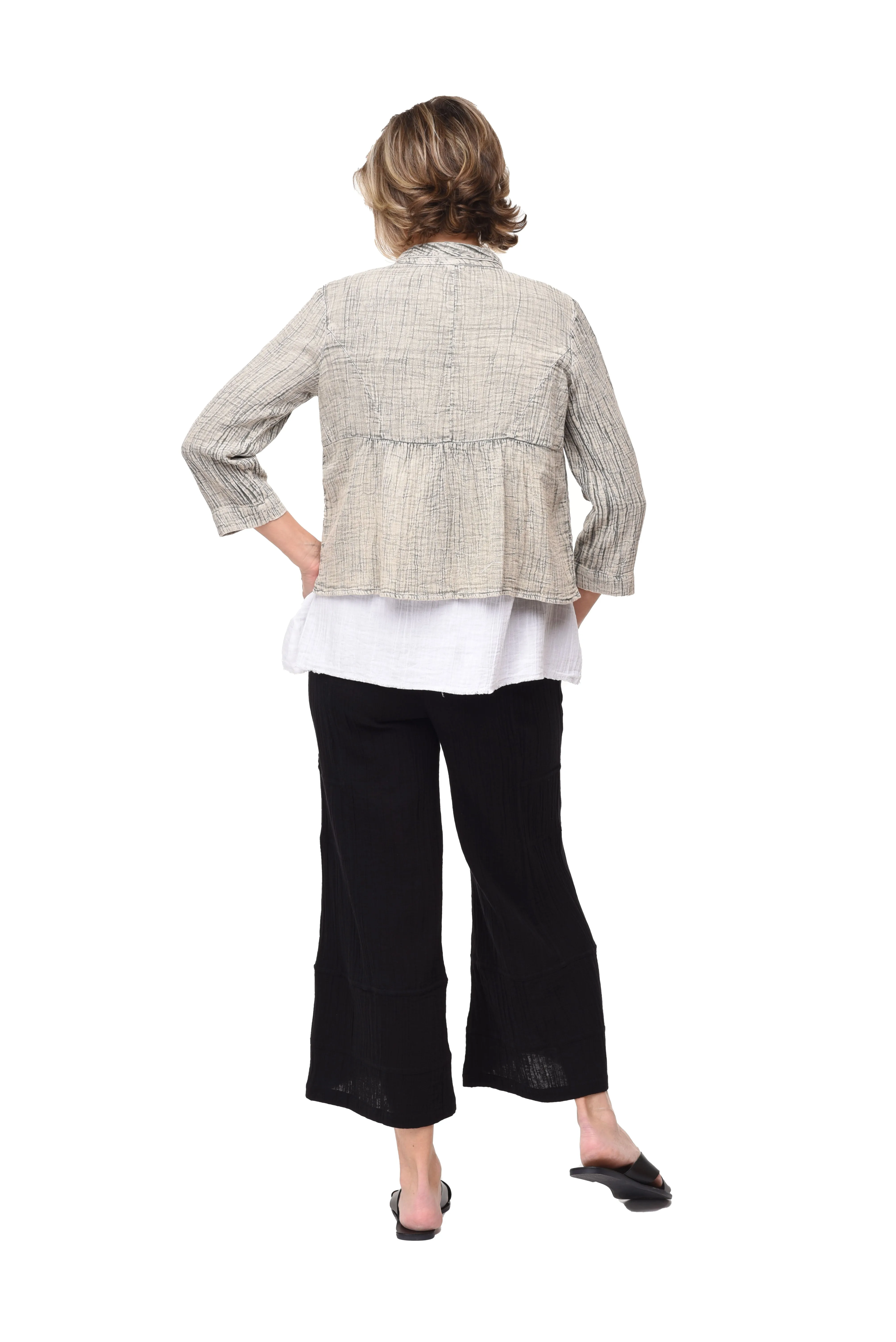 Landon Womens Jacket Cotton Gauze in Elephant