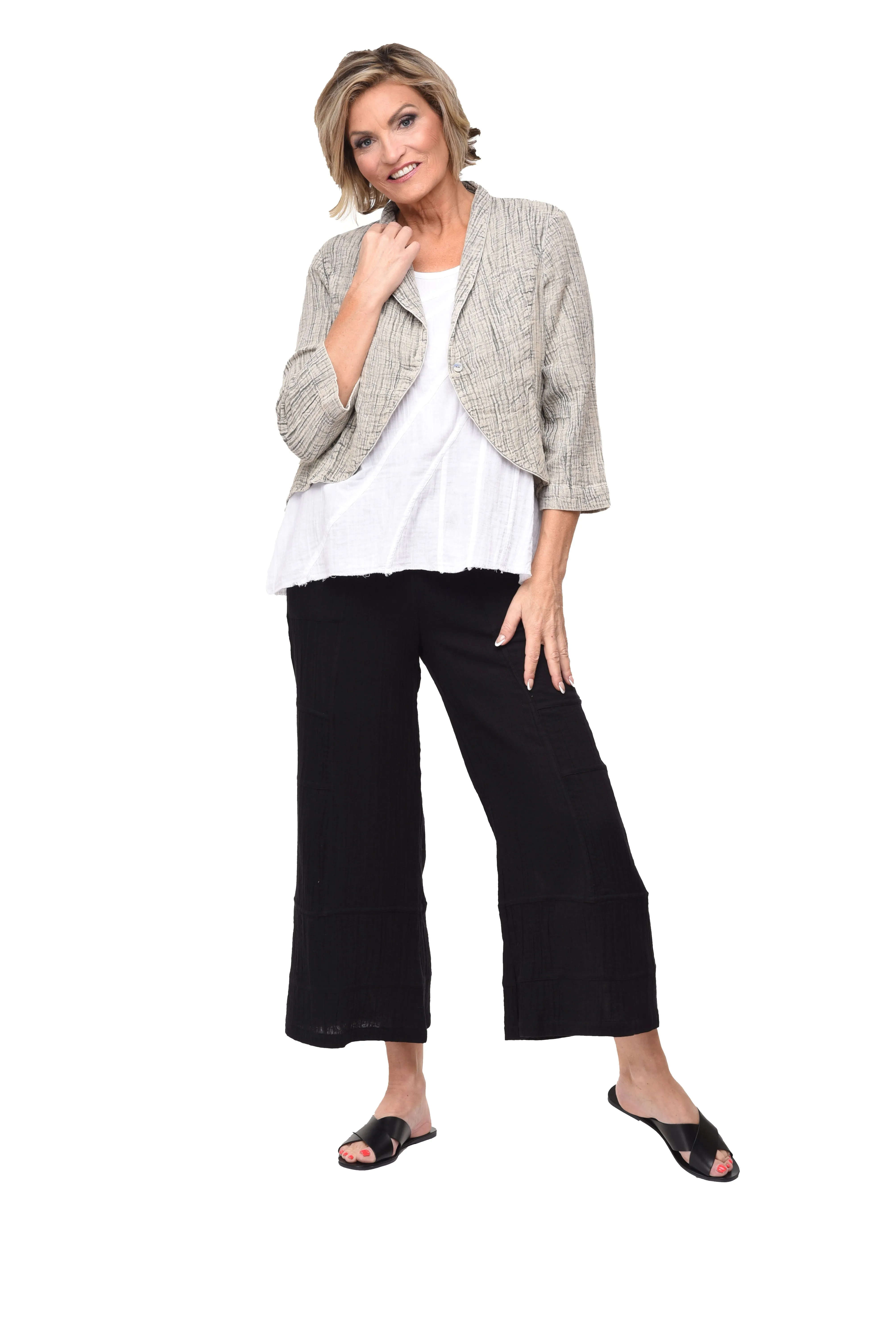 Landon Womens Jacket Cotton Gauze in Elephant