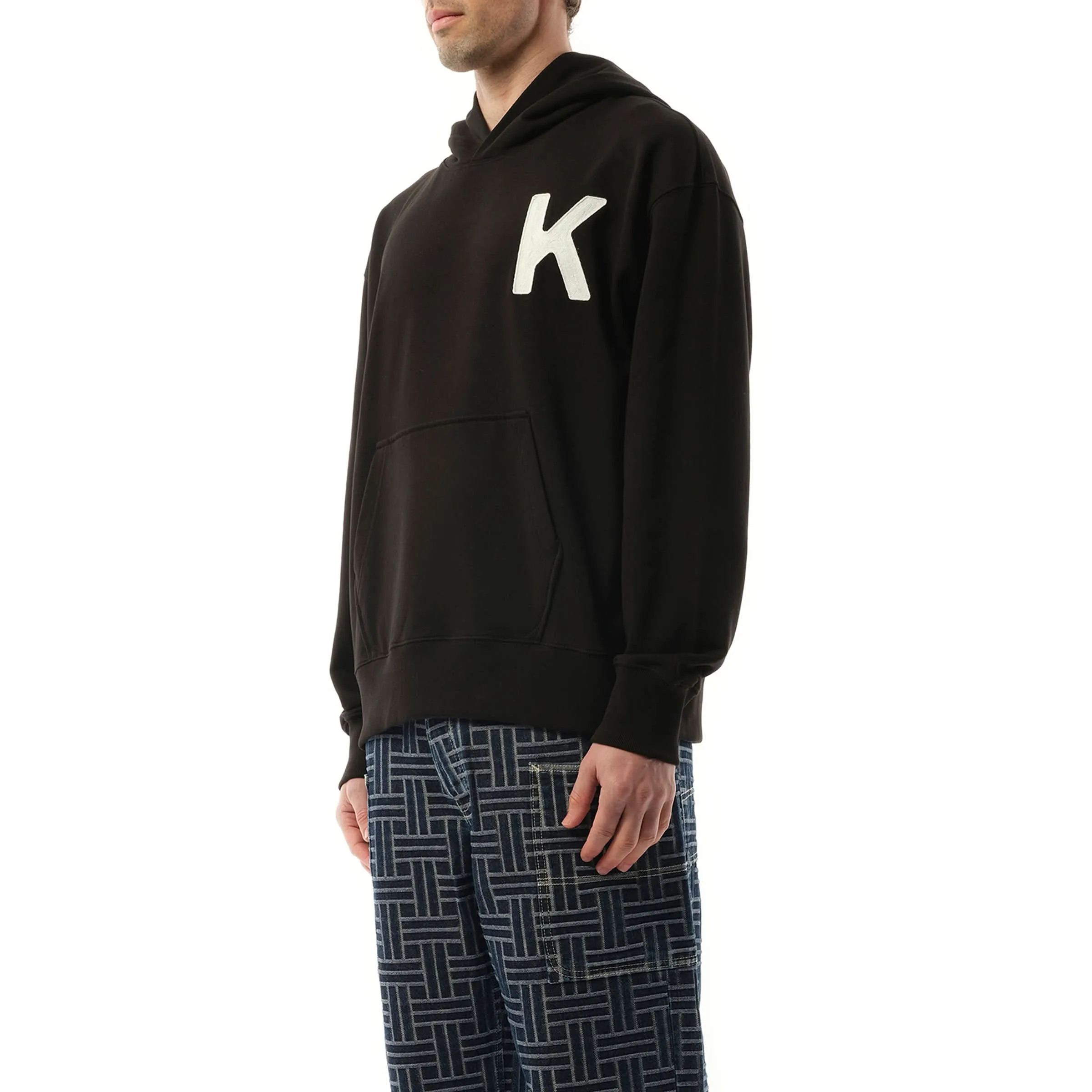 Lucky Tiger Embroidered Oversize Hoodie in Black