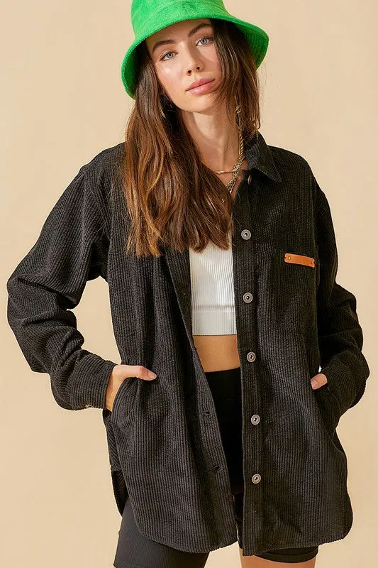 Madera Long Sleeve Oversized Button Front Shacket