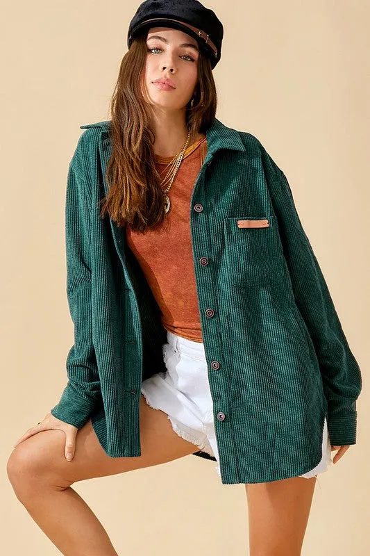 Madera Long Sleeve Oversized Button Front Shacket